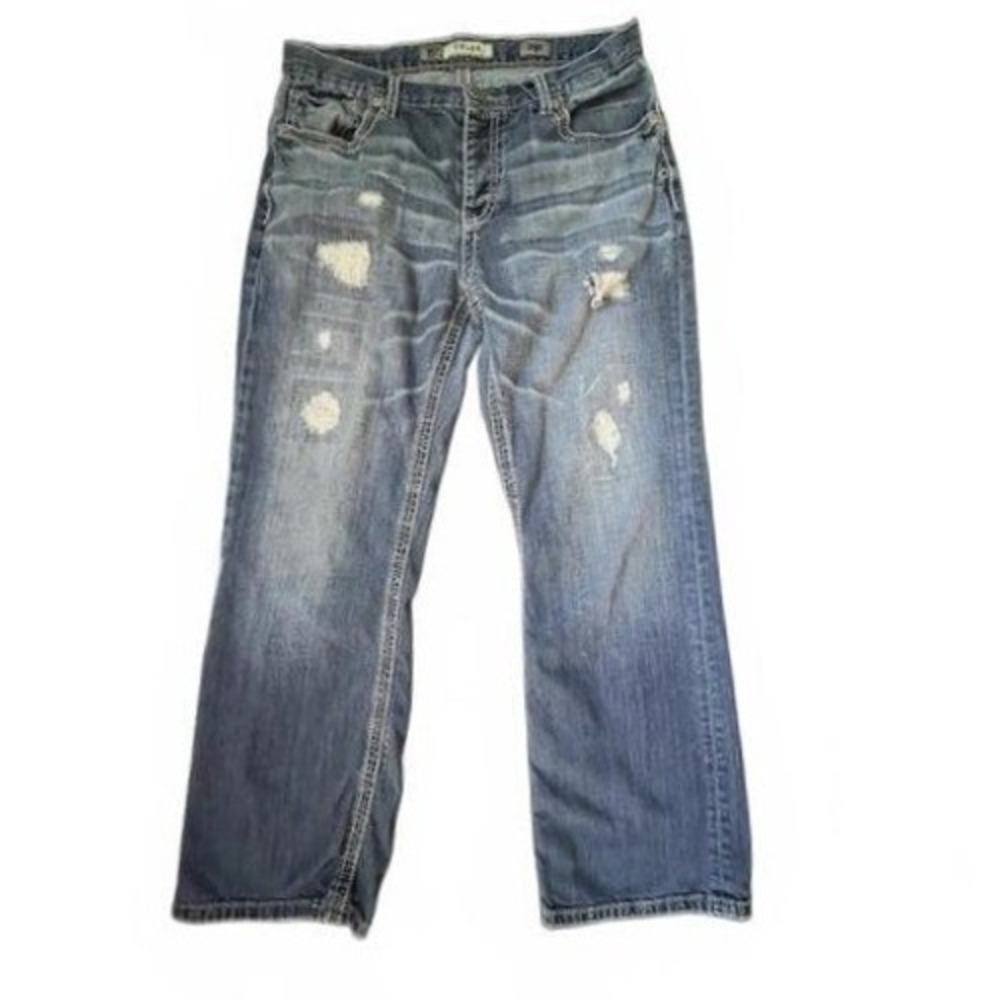 BKE Tyler Jeans Blue Distressed Straight Leg 34R
